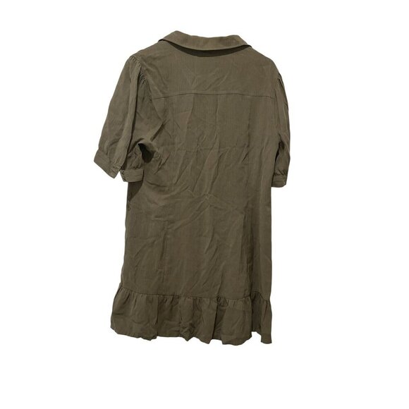 Paige Green Collared Short-Sleeve Ruffled Button-Up Shirt  Mini Dress Women's Si - Picture 2 of 9